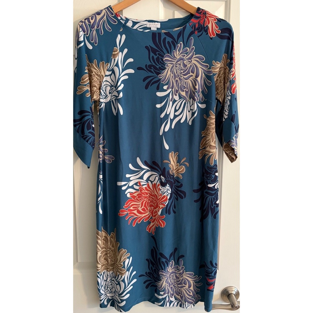 A Pea in the Pod Maternity Blue Floral Sheath Dress Size S 65875-91